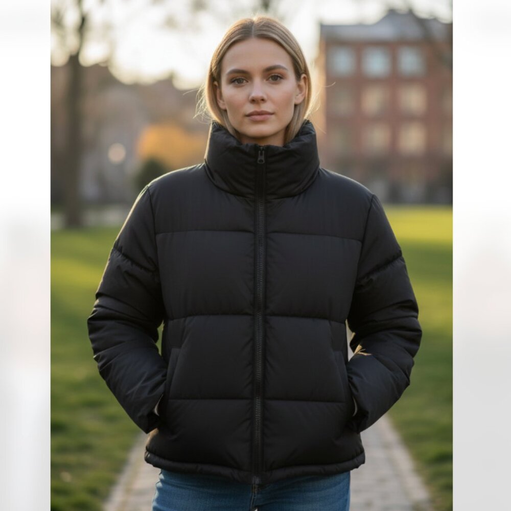 NWT Hudson Women's Short Puffer Jacket Black 2XL